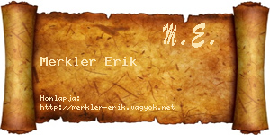 Merkler Erik névjegykártya